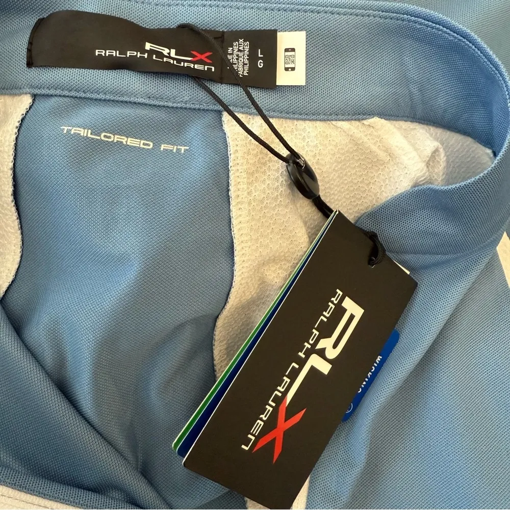 RLX Golf Performance Pique Sleeveless‎ 1/4 Zip Polo NWT Blue Size L - Image 3