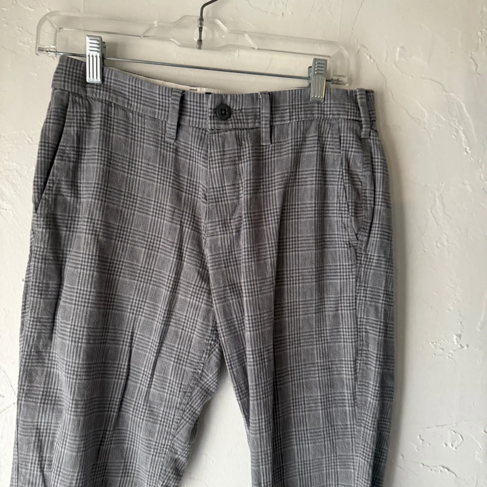 Abercrombie Fitch Plaid Linen Blend Pants Womens 29W 30L Gray Career Twee Preppy - Image 4