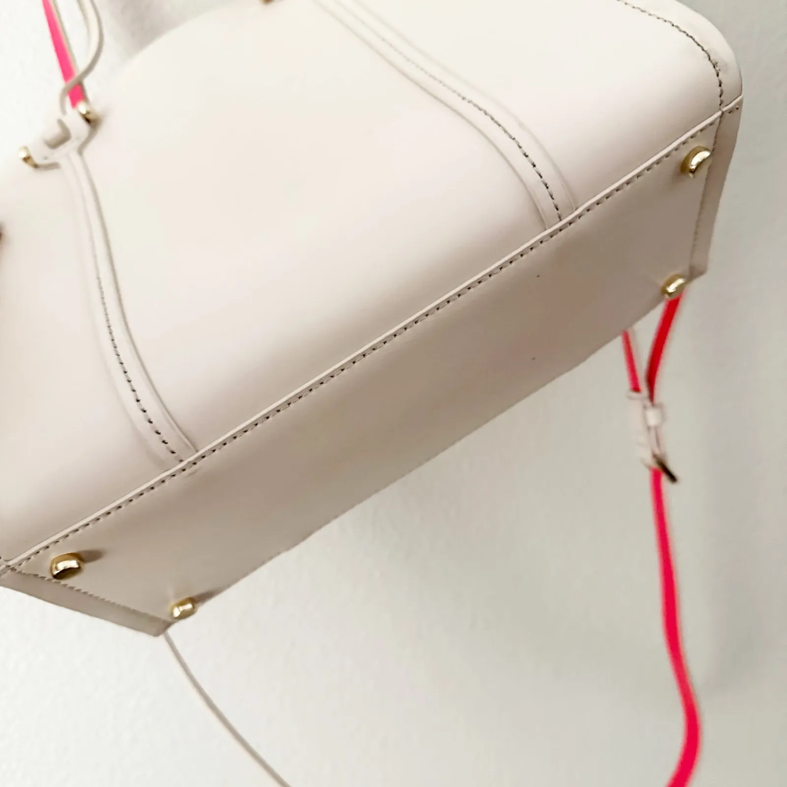 KATE SPADE | "Arbour Hill Elodie" Purse Nude Beige Bright Coral + Long Strap - Image 8