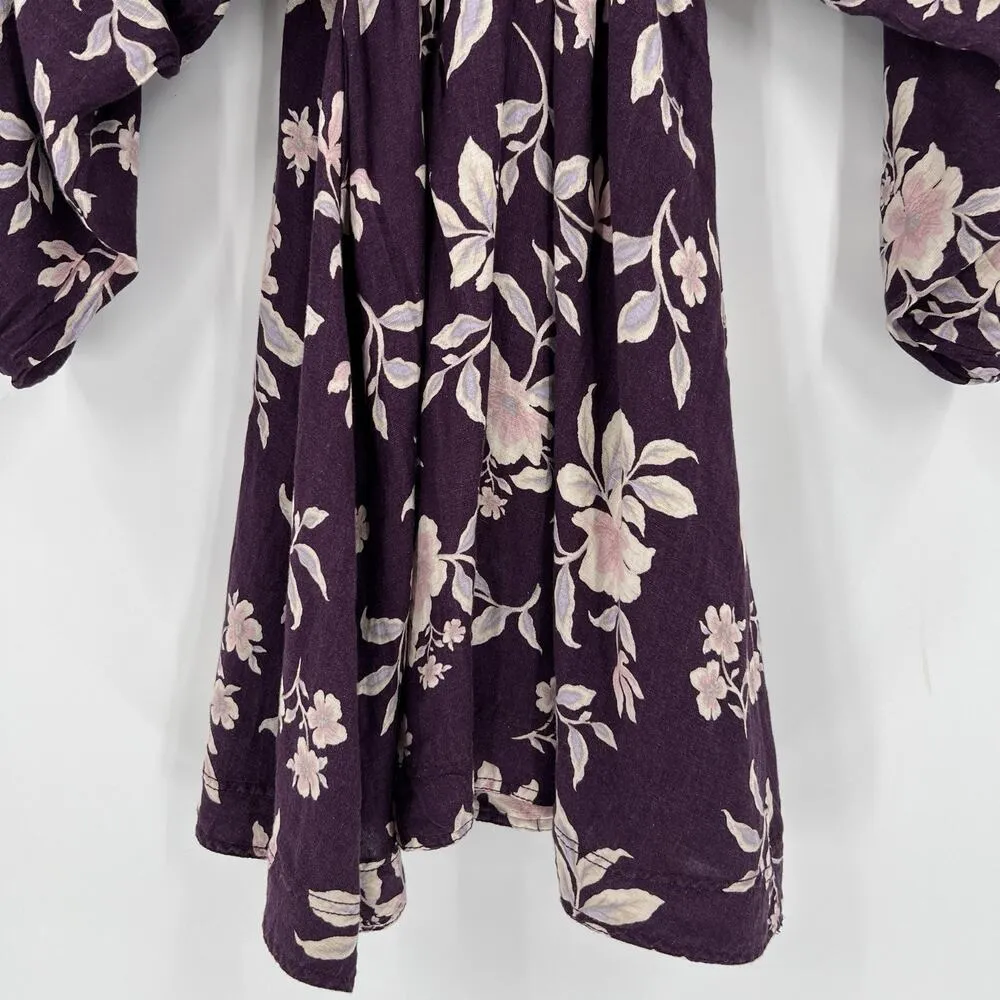 Free People Portia Linen Blend Floral Mini Dress Mulberry Purple Size Medium NWT - Image 5