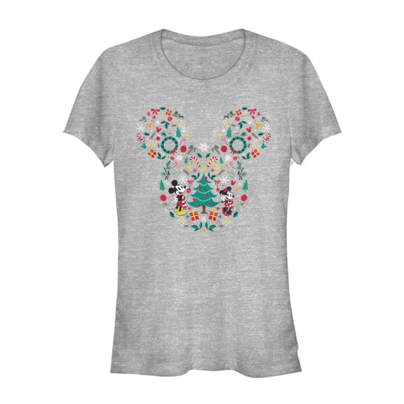 Disney Mickey Mouse Ears Friends Gray Christmas Holiday Tee Shirt Women's size L - Image 2