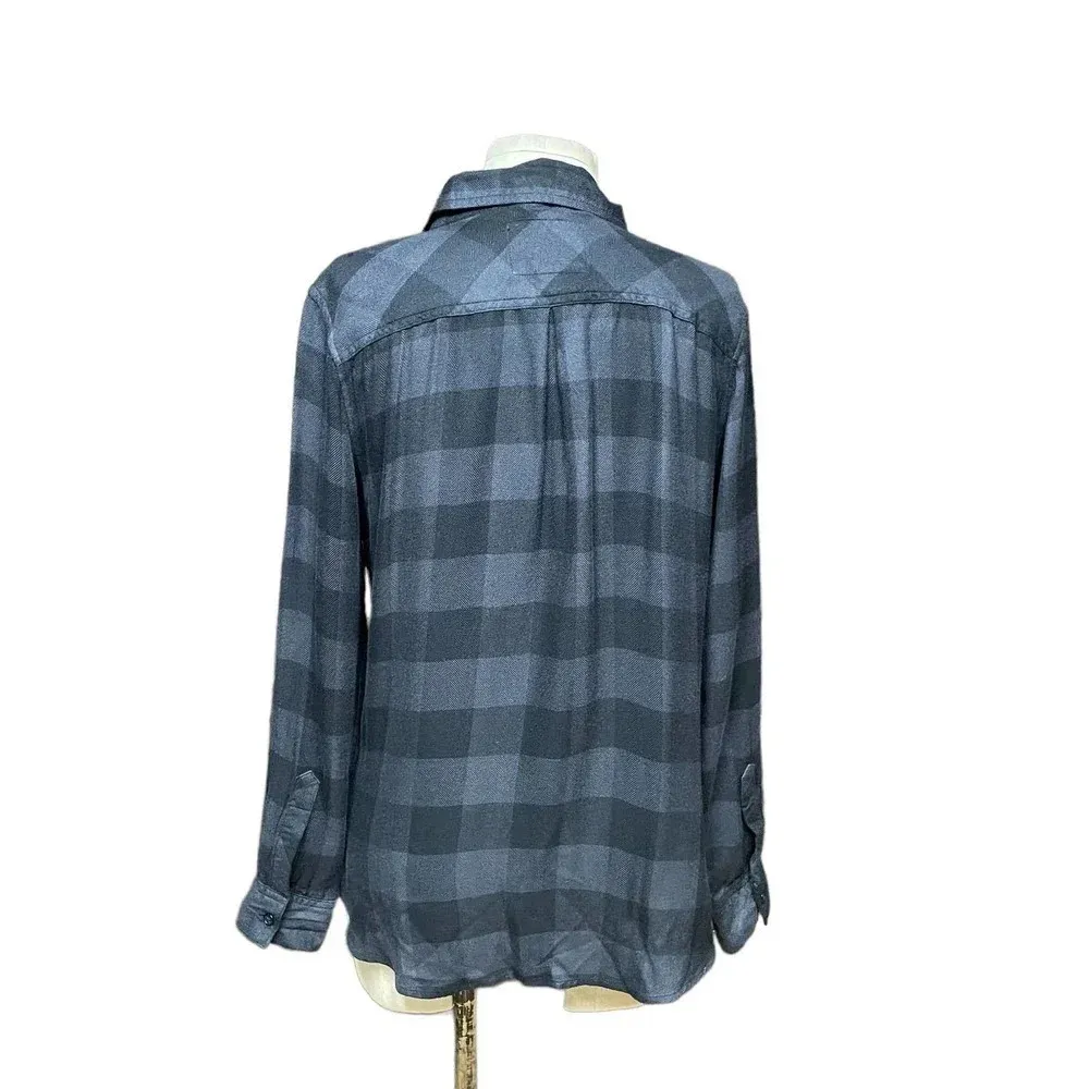 Rails Hunter‎ Flannel Button Down Shirt Gray Black Check Plaid Size Small - Image 6