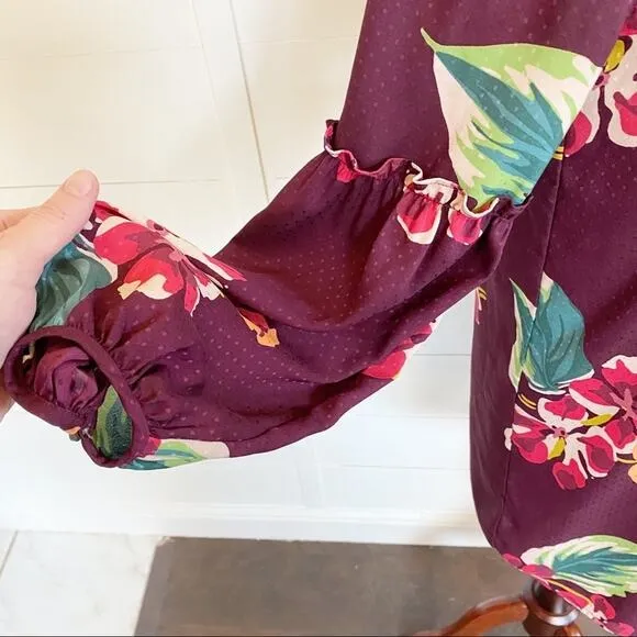 Ann Taylor LOFT Petite Women's Balloon Sleeve Floral Shift Dress Plum‎ XSP - EUC - Image 5