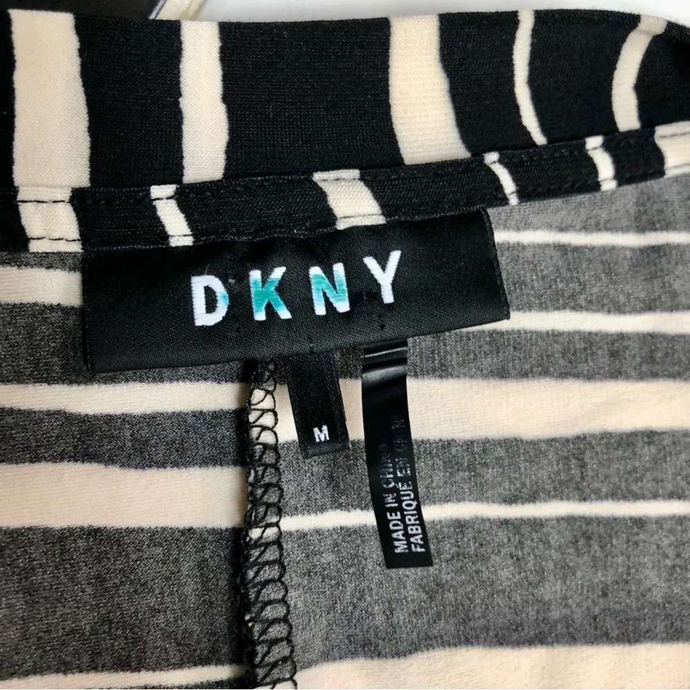 Striped Fit & Flare Asymmetrical Mini Dress Handkerchief Hem Black White M - Image 12