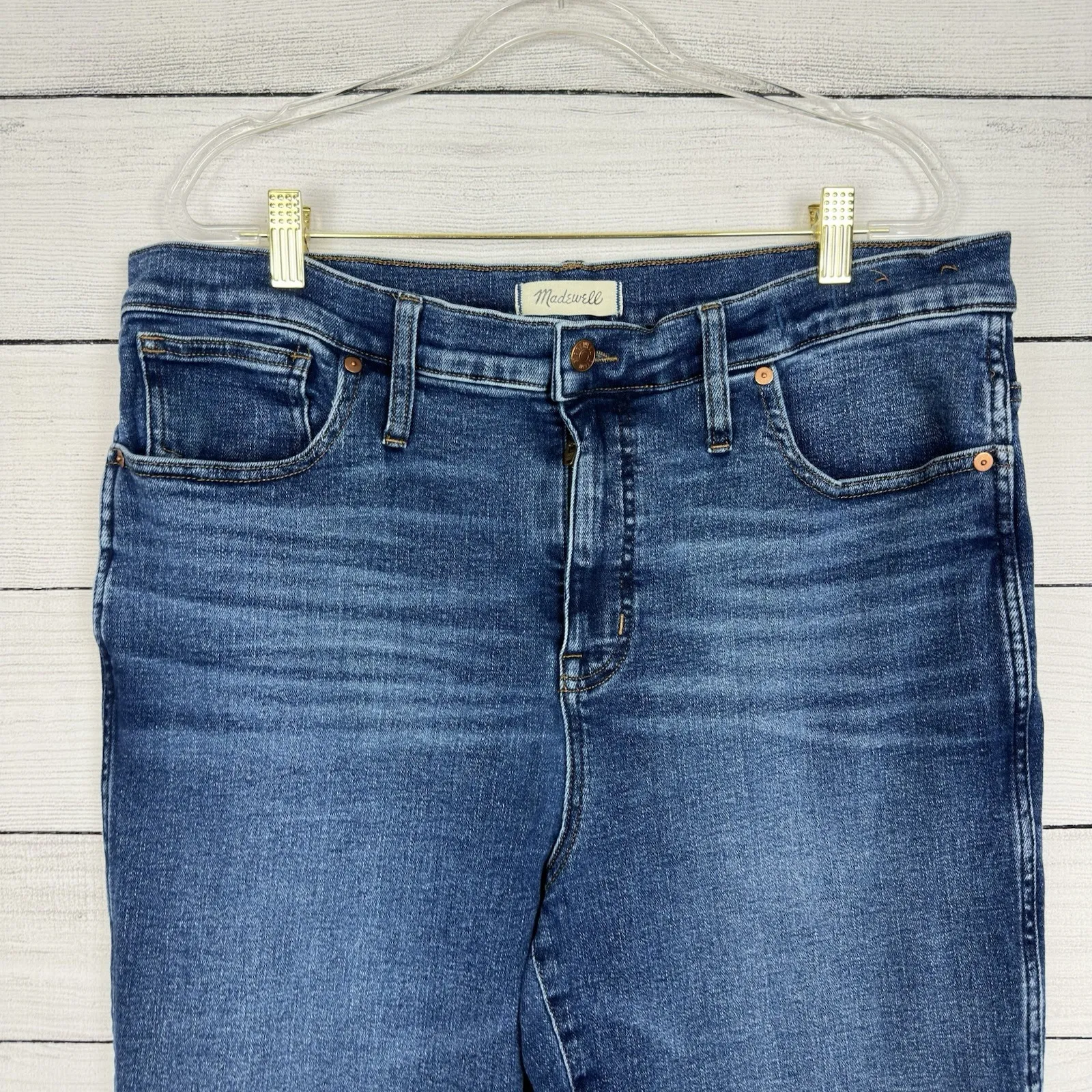 Madewell Stovepipe Women's Jeans Stretch Size 33 Skinny Leg Hi-Rise Medium Wash - Image 3