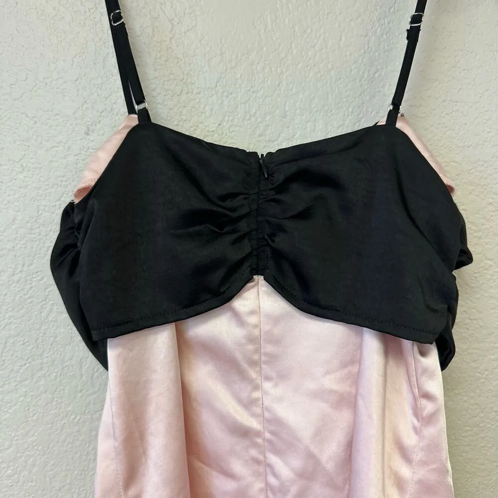 Princess Polly Siillato Bow Mini Dress Black Pink Size 6 - Image 6