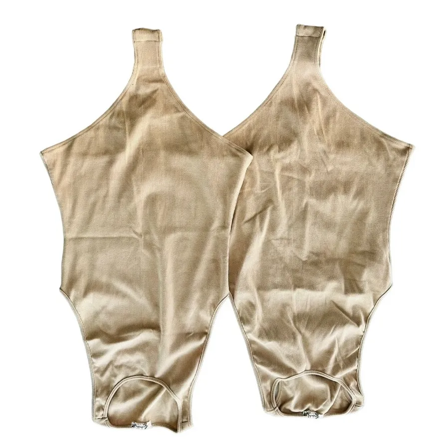 Free People Ribbed High Neck Nude Bodysuit 2pc Set Size Medium *1 is NEW - Image 3