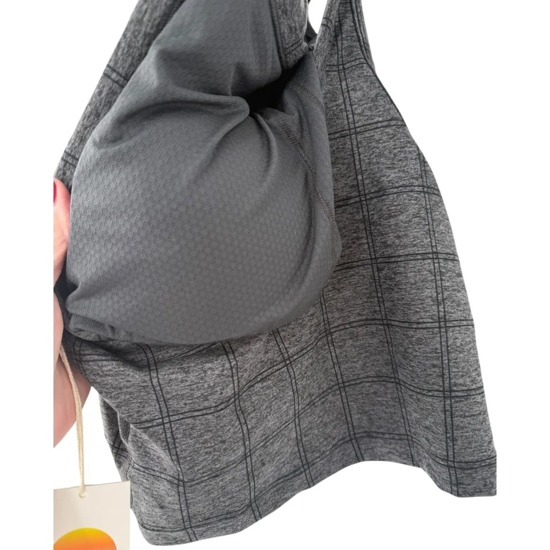 NWT Vuori Elevation Racerback Tank Charcoal Windowpane Plaid Workout Size XL - Image 8
