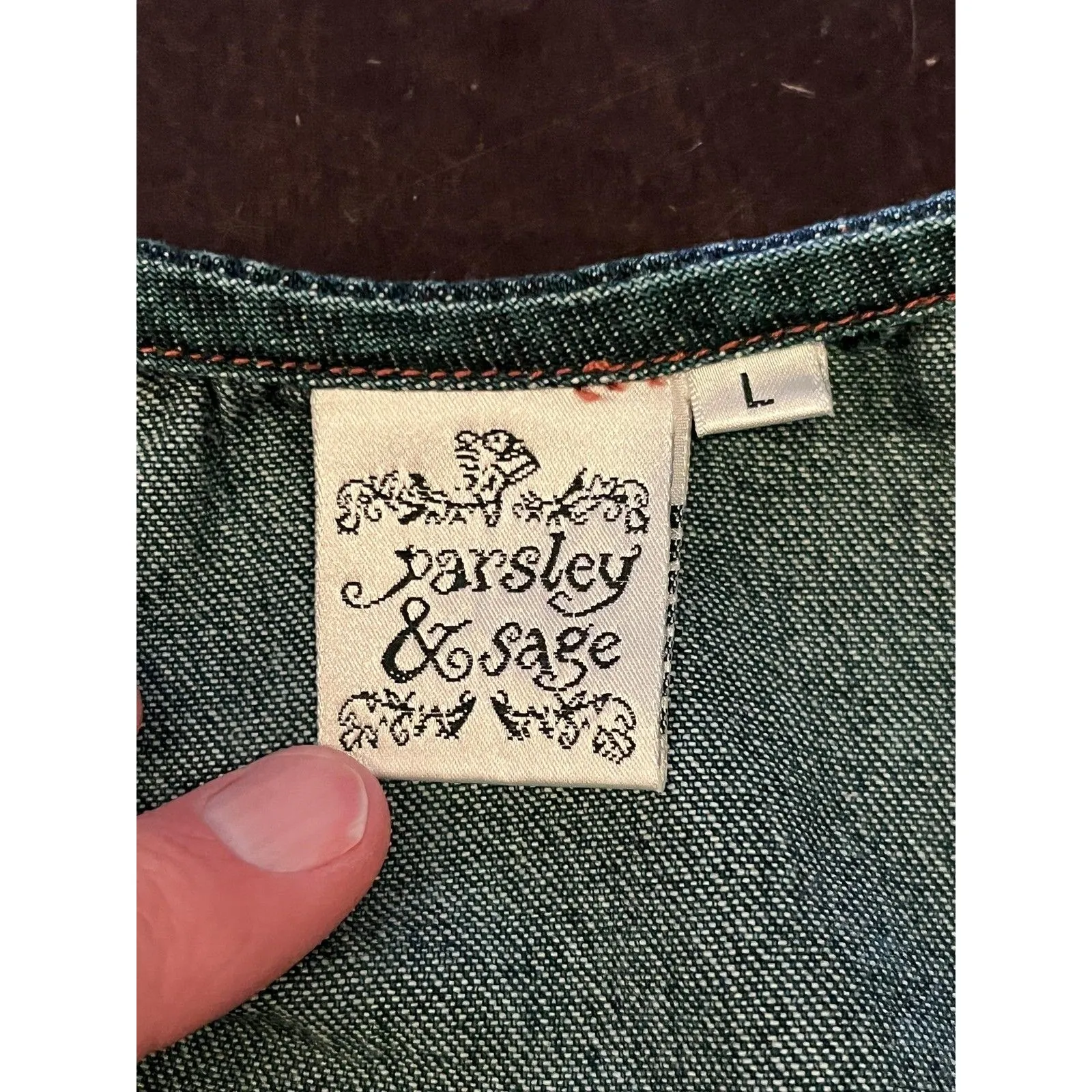 Parsley & Sage Dress Womens Large Blue Denim Beaded Hem Tank Maxi Sleeveless - Image 9