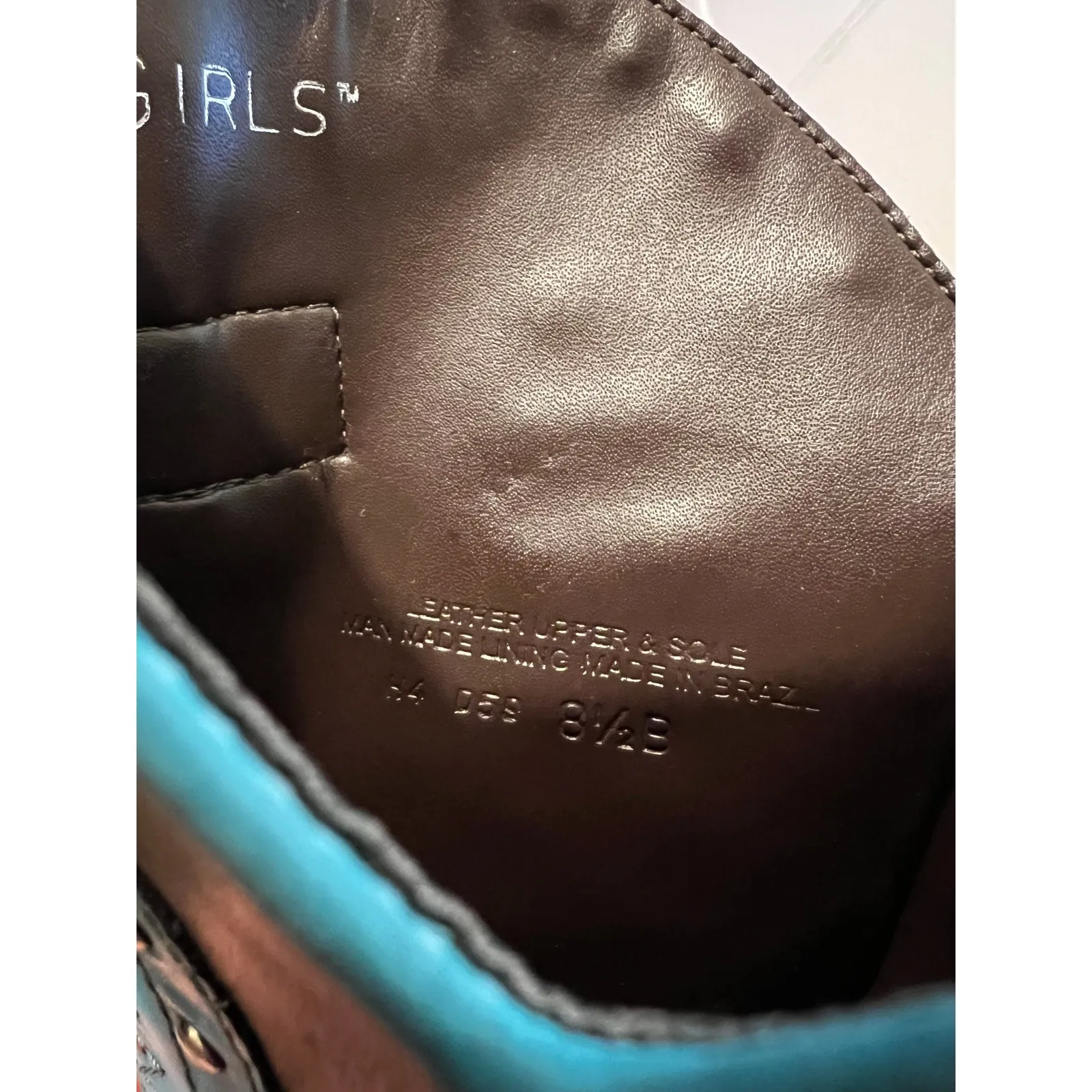 BCBG Y2K Brown Genuine Leather Studded Western Turquoise Boots Size 8.5 - Image 10