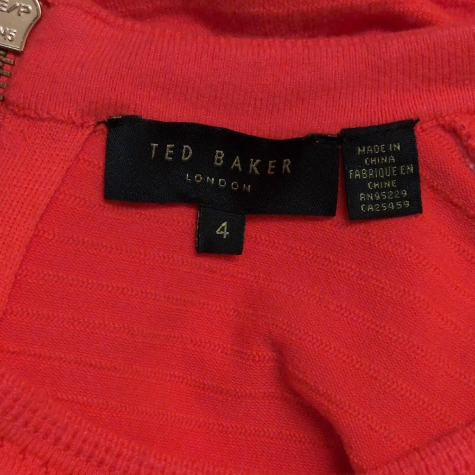 Ted Baker Mid Orange Zaralie Jacquard Skater Dress Sleeveless Scallop Flare 8 L - Image 8