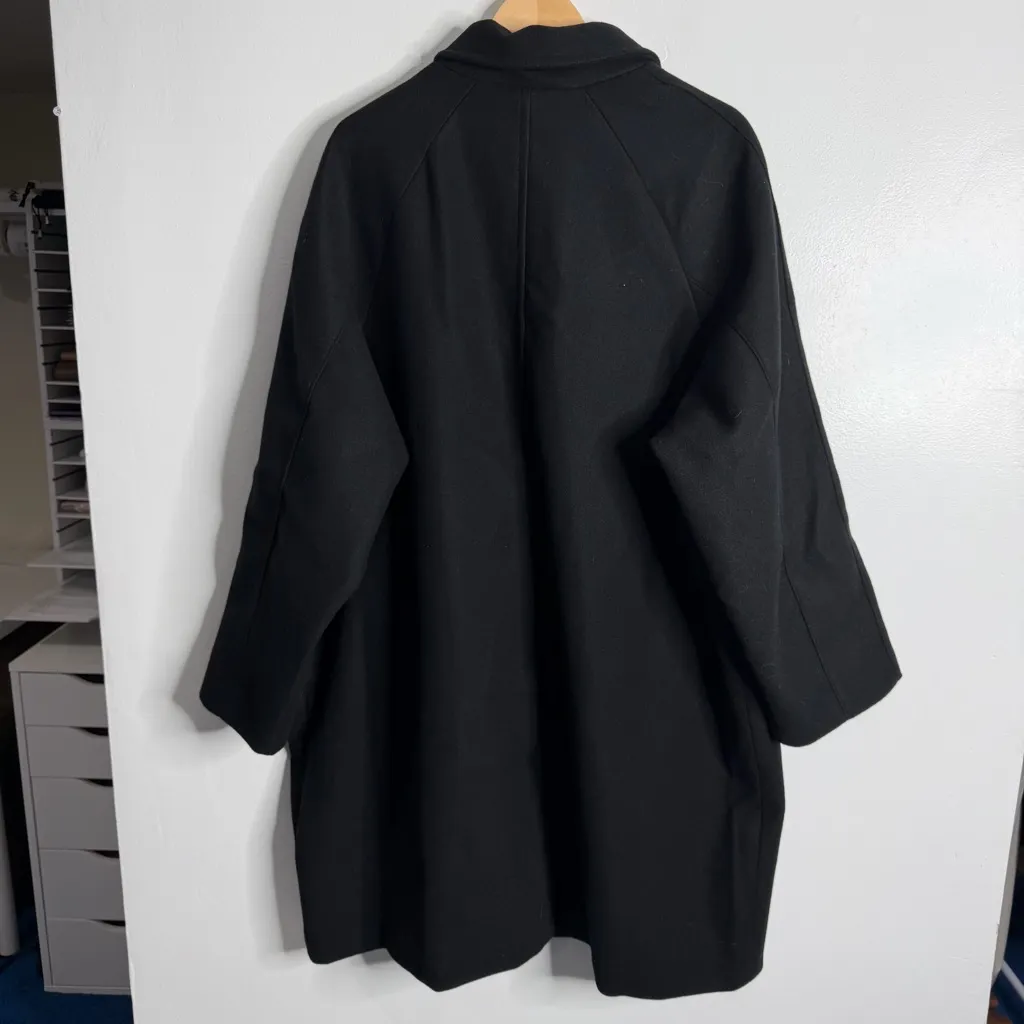 NWT Old Navy Black Mac Car Coat Plus Size Relaxed Button Front Wool Feel XXL - Image 3