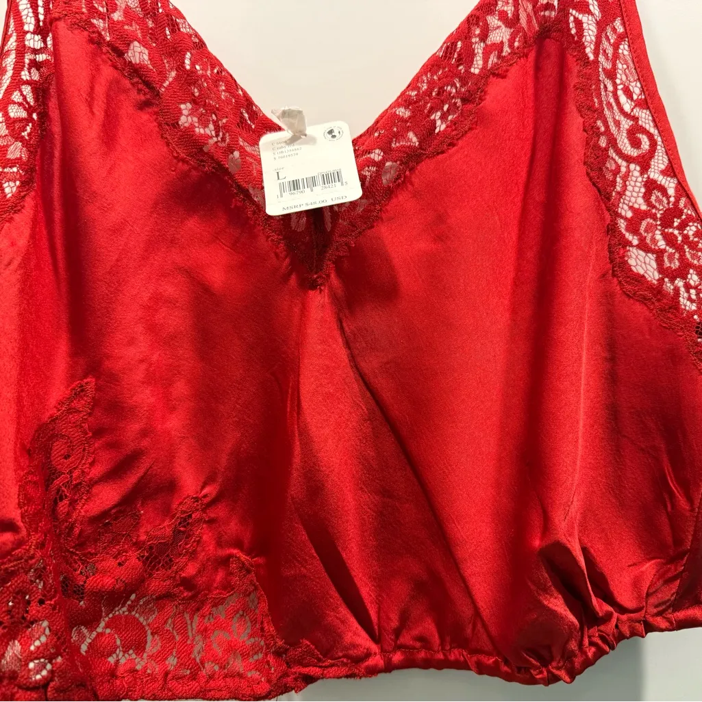 Free People Night Out Blouson Brami in Ruby Red size L; NWT - Image 5