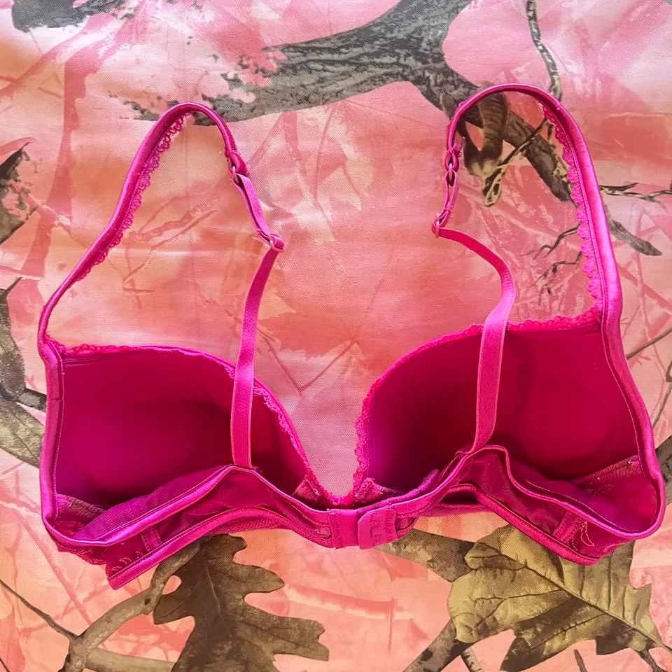 hot pink lace mesh push up bra Size 34 B - Image 4