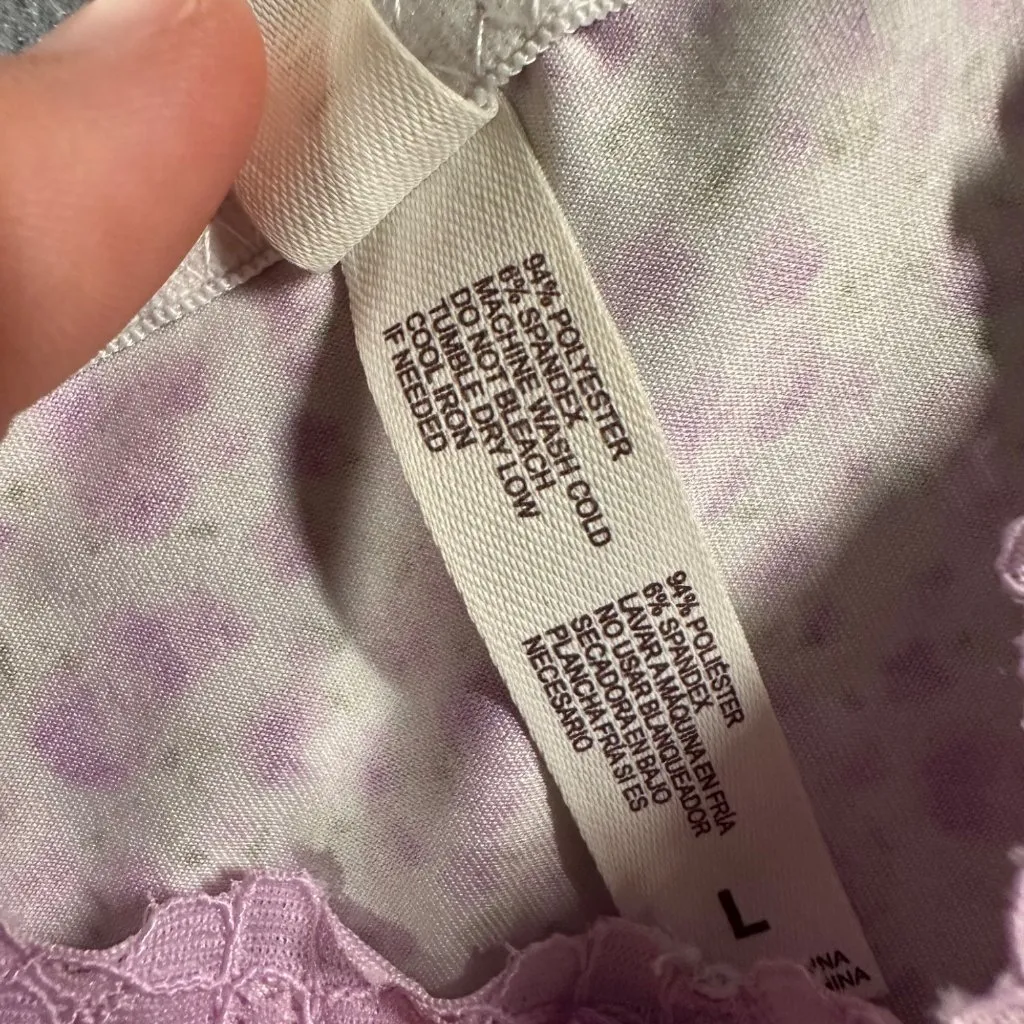 Laura Ashley Large White Purple Floral Babydoll Sleepwear Adjustable Straps Y2K‎ - Image 5