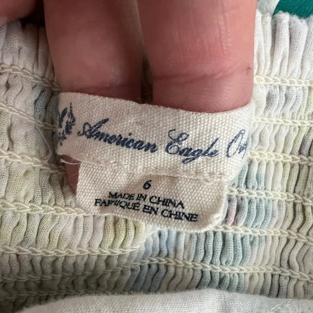 American Eagle Womens Vibrant Floral Halter Mini Dress Size 6 Pockets High Waist - Image 2