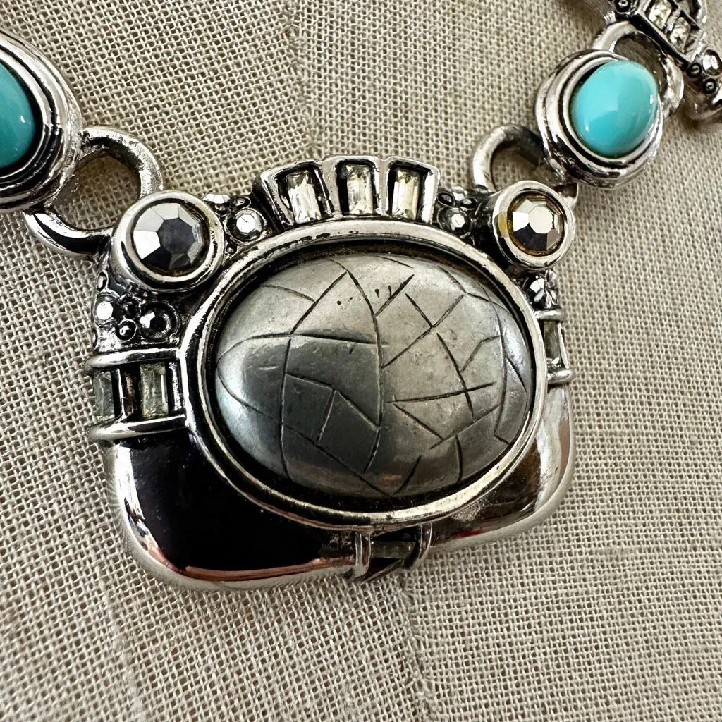 Kirk’s Folly Silver & Turquoise blue beaded Statement Necklace - Image 8