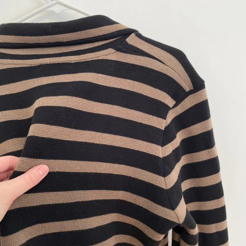 AUDREY & GRACE Brown Black Horizontal Striped Button 100% Cotton Sweater Blazer Size XL - Image 12