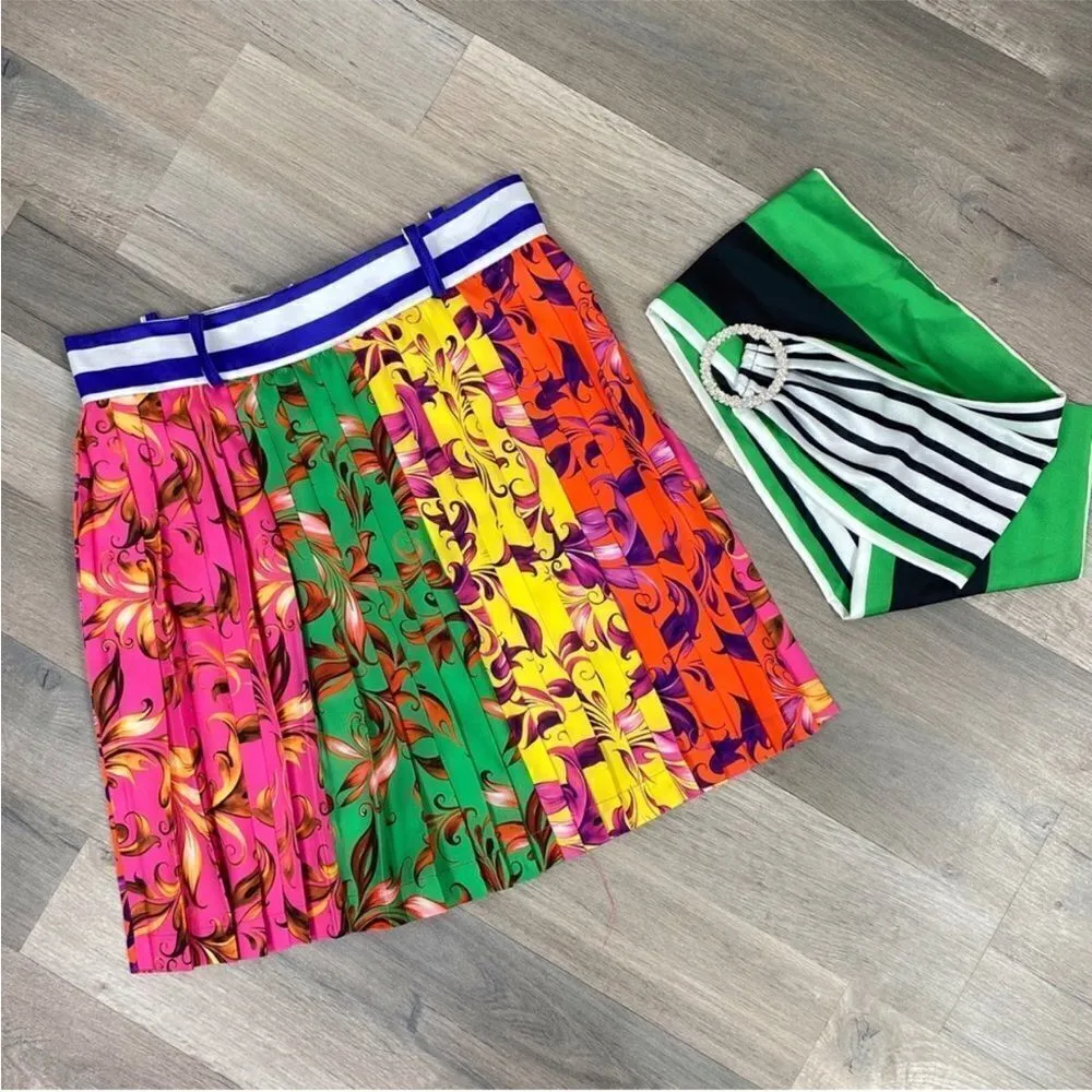 Anthropologie ‎ Delfi Collective Skirt Satin Pleated Panel Multicolor Size Medium - Image 8