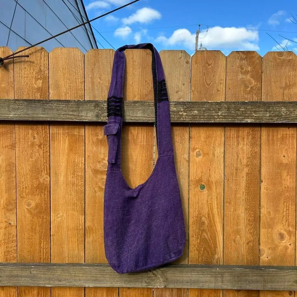 Hippy purple‎ & black stripe hobo bag Purple - Image 5