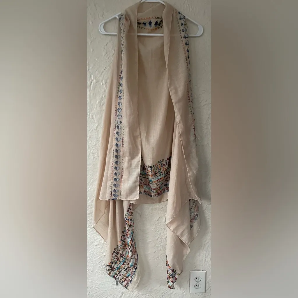 Do Everything in Love Boho Kimono Embroidered Open Cardigan Long Duster OS - Image 2