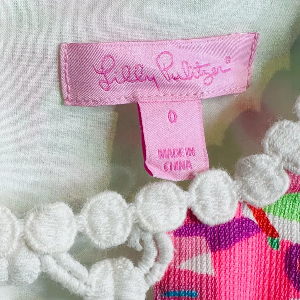 Lilly Pulitzer Rosie In The Vias Green Print Lace Cotton Shift Dress Size 0 - Image 9