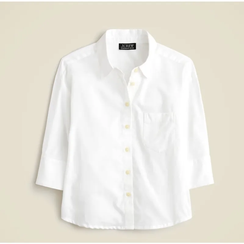 J.Crew Herringbone Twill Button-up Shirt White Sz 10 NWT Minimalist Quiet Luxury - Image 3