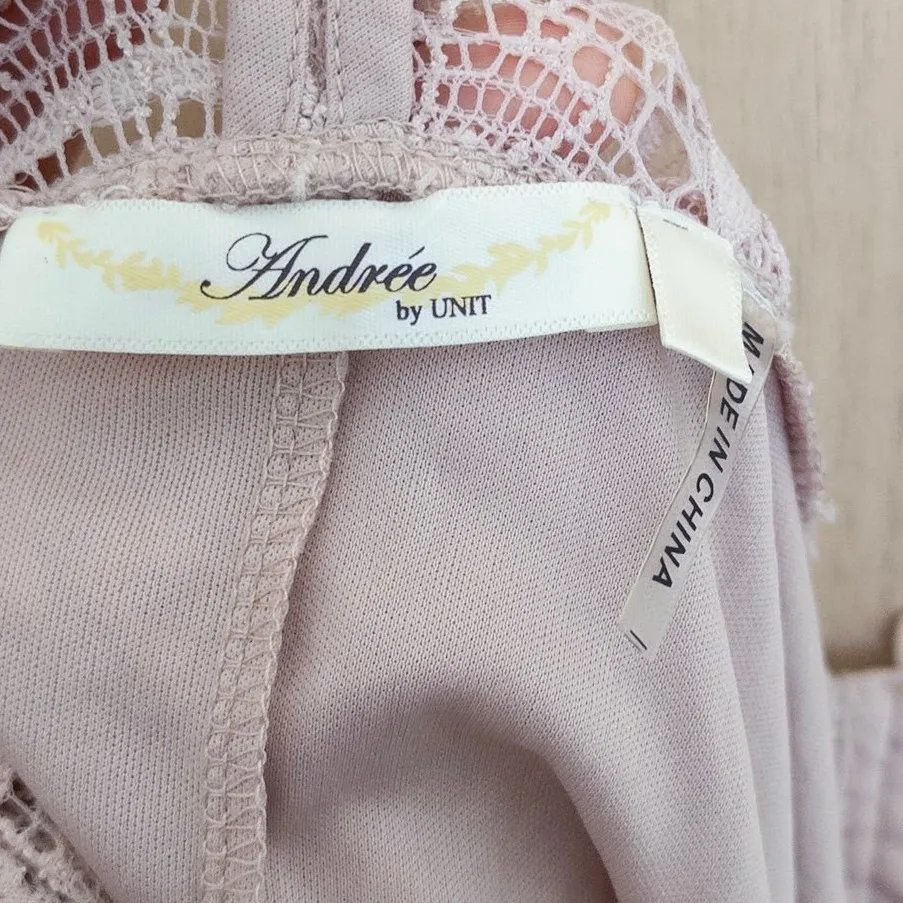 Womens Lace Mock Neck Sleeveless Tunic Top Size S Pink Boho Romantic Coquette - Image 3