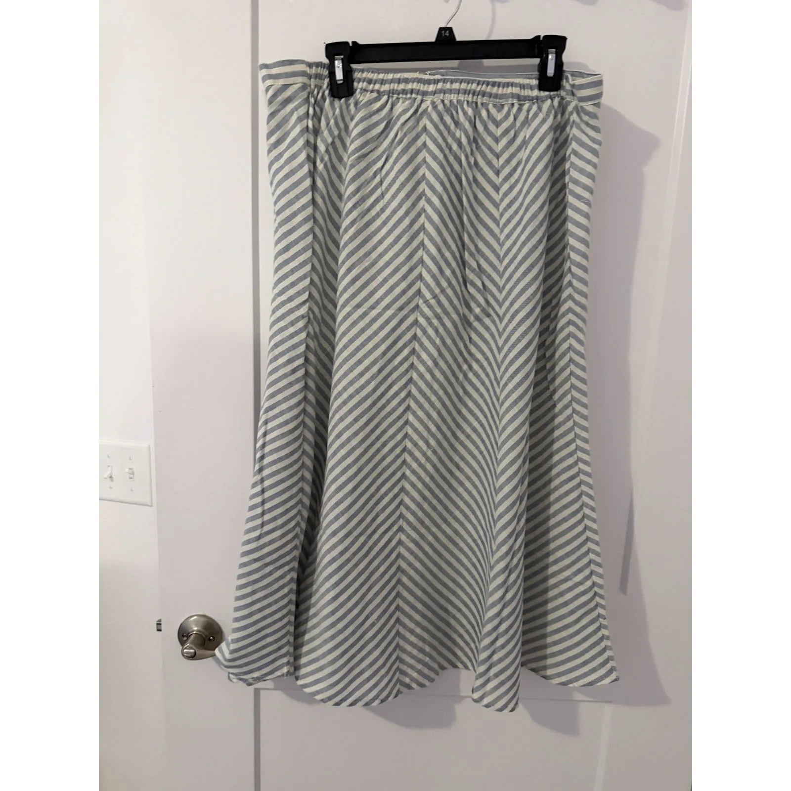 MAX STUDIO Stripe Button Front A-Line Skirt - Image 3
