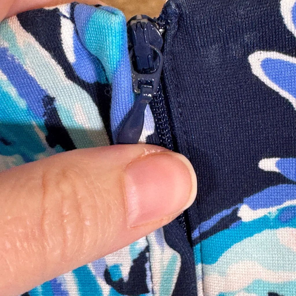 Lilly Pulitzer Blue Pink Floral 3/4 Sleeve Mini Dress Womens M Tropical Vacation - Image 5