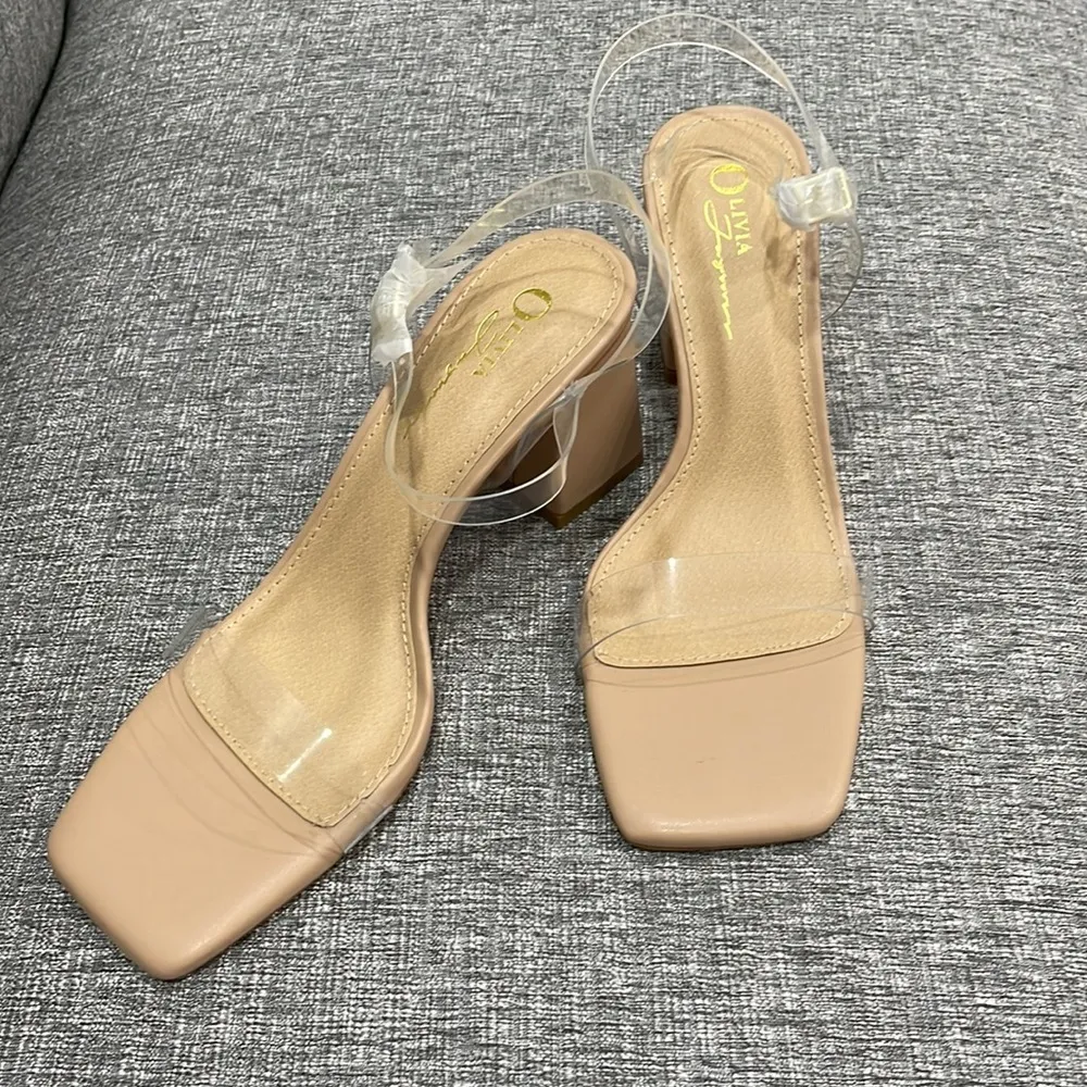 Olivia Jaymes Women's Clear Strap Block Heel Sandal Tan Size 8.5 - Image 3