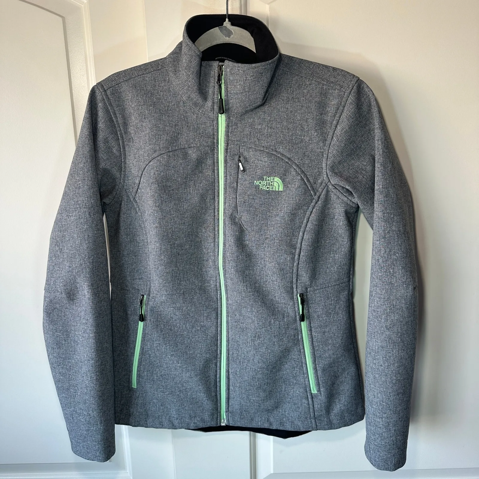The North Face Gray Full Zip Apex Bionic Jacket Windproof‎ Fleece Lined Womens M - Image 2