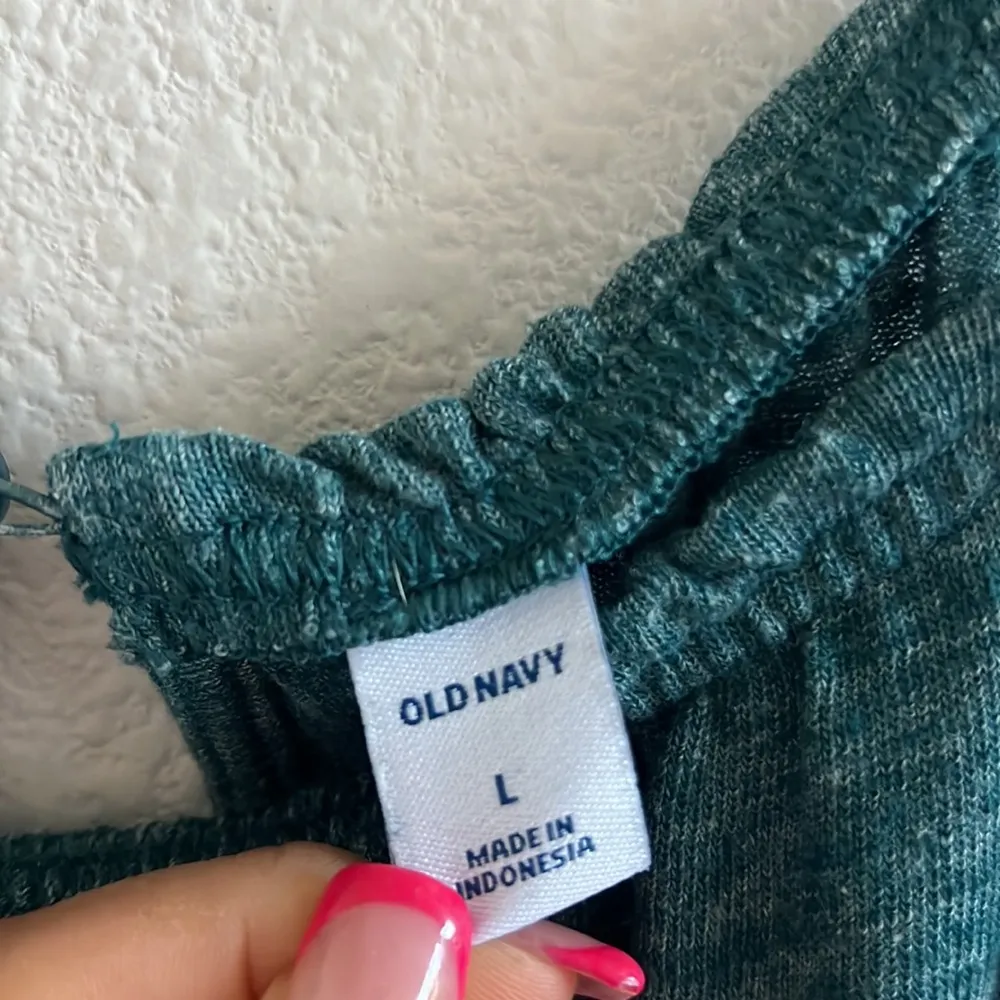 Old Navy Linen Blend Green Teal Romper Playsuit Jumpsuit Large - Image 3