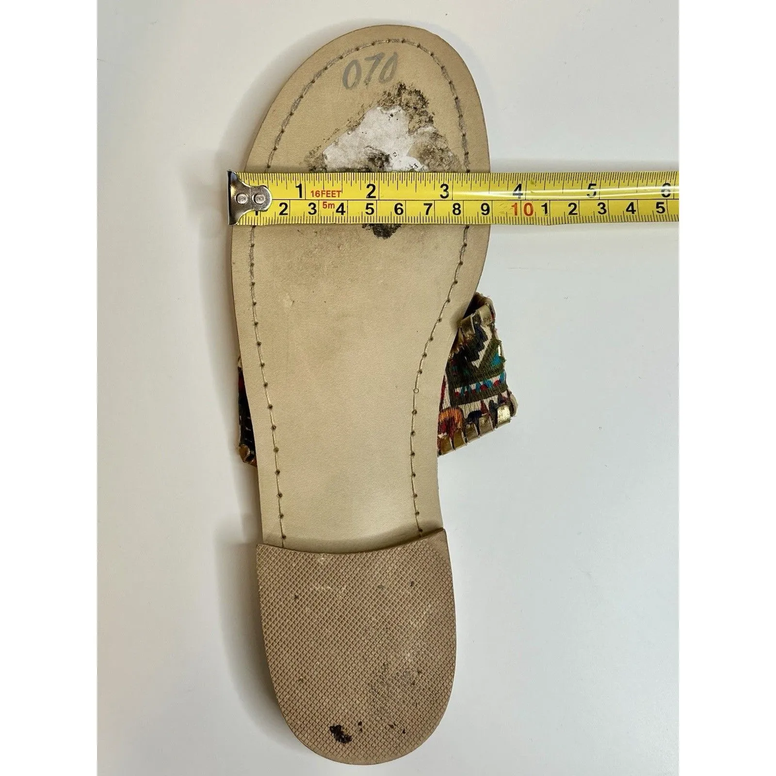 JACK ROGERS Navajo Hamptons Thong Sandals Whipstitch Paisley Gold 7.5 or 7 RARE - Image 13