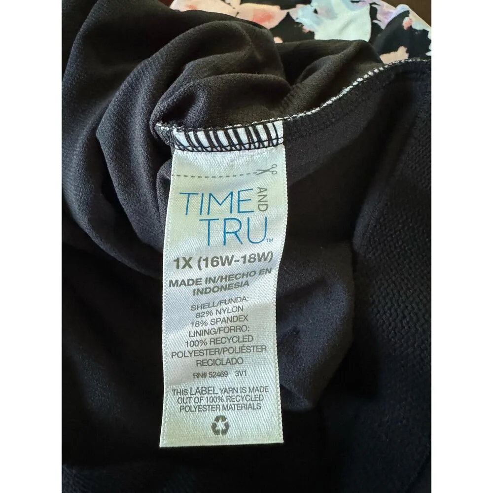 Time And Tru Bathing Suit 1X Multicolor Floral One Piece Women's Summer Beach - Image 4