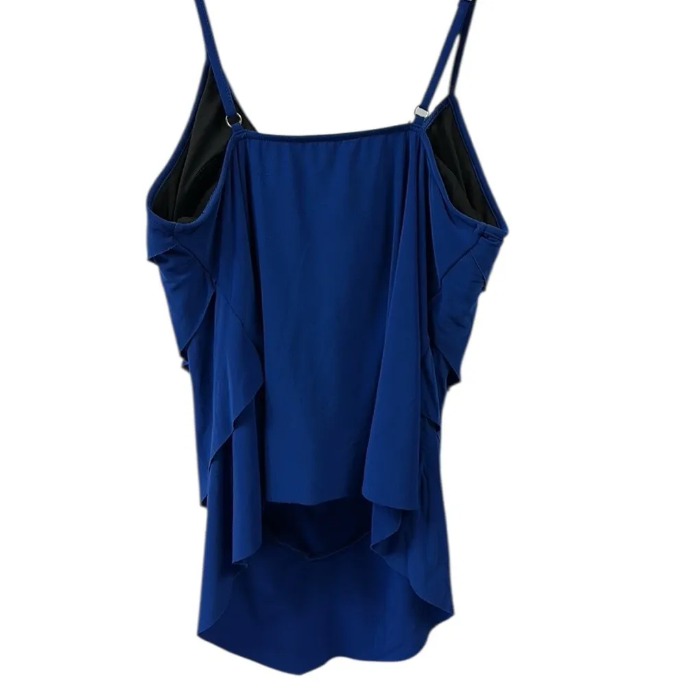 Vanishing Act Tiered Solid Blue Swimsuit Tankini Top Womens Plus Size 14 - Image 7