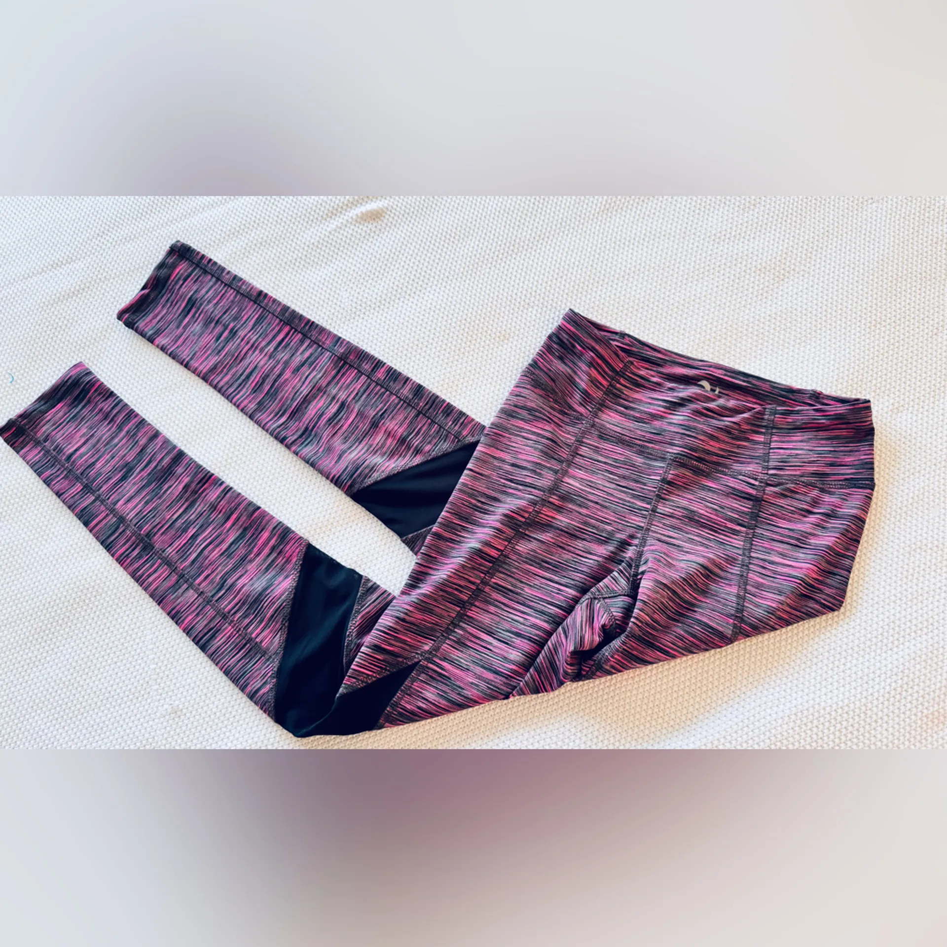 KOS USA Pink & Black Women's Leggings w Mesh Cut - Image 3