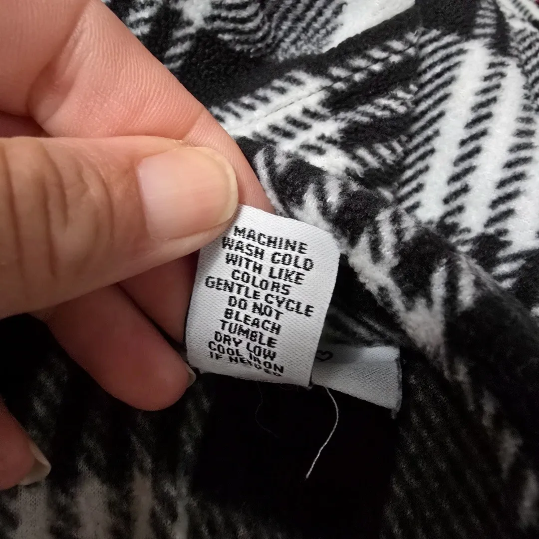 Just Polly NY Black White Plaid Flannel Shirt Jacket Shacket S Rustic Bohemian - Image 6