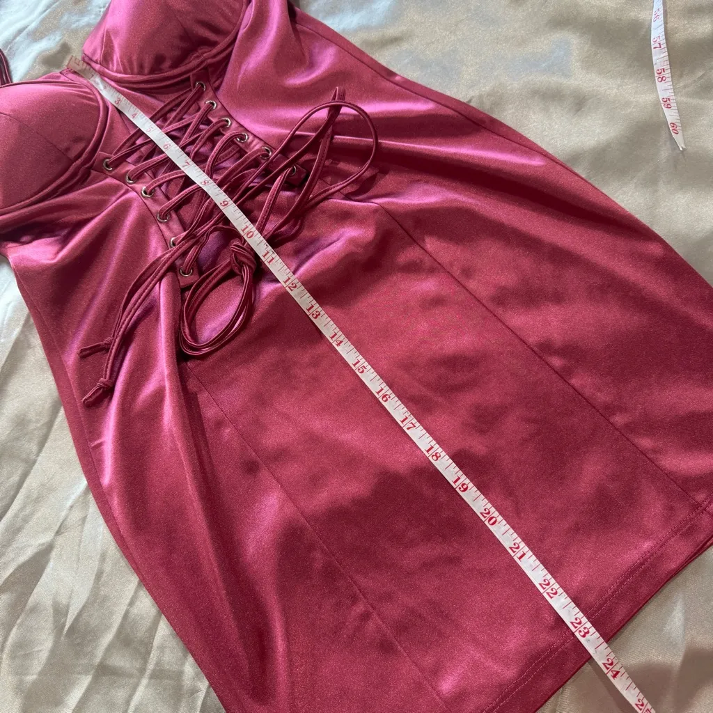 Pink Satin Corset Mini Dress - Image 4