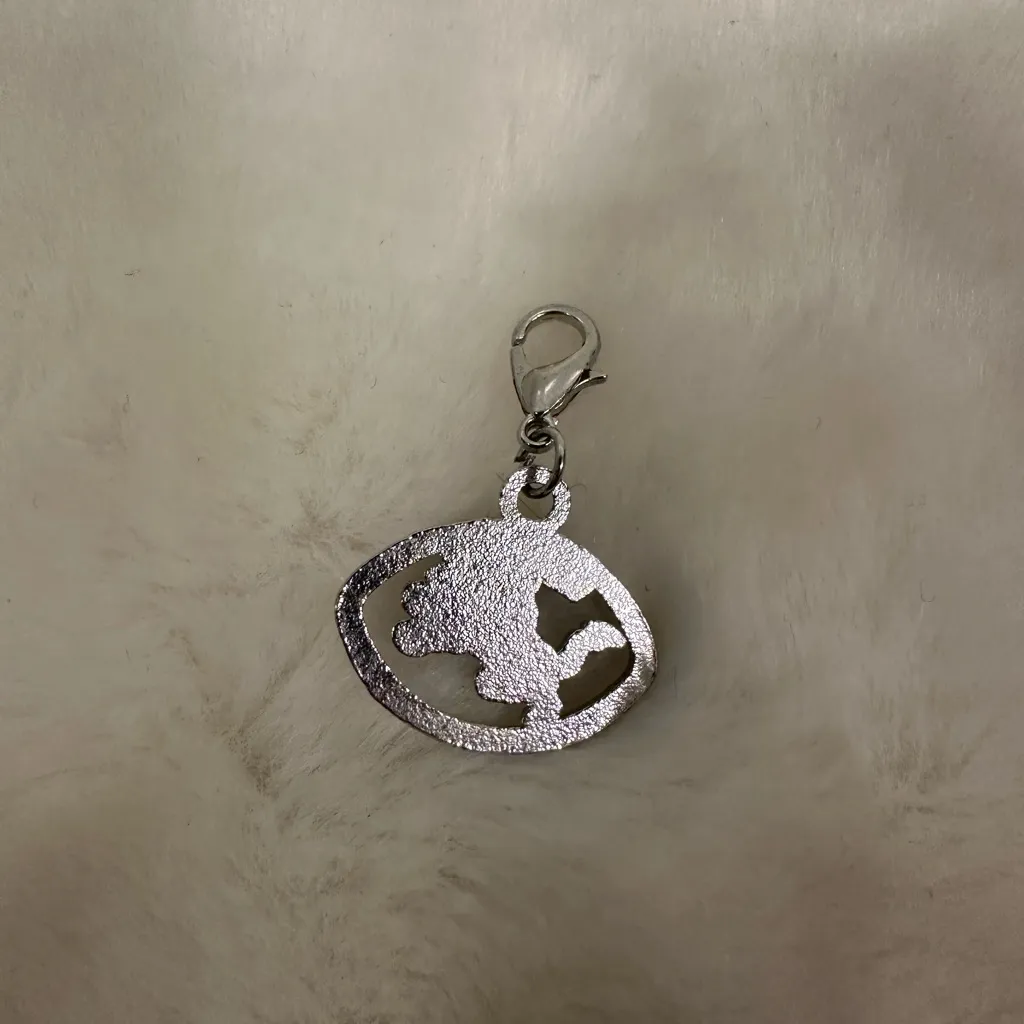 Detroit lions Silver and Blue Football necklace Charm/ keychain - Image 3