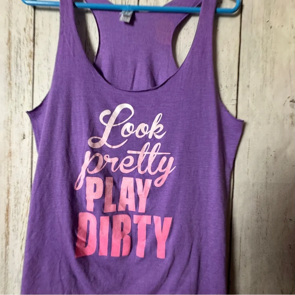Corner Shop Athletic Sporty Workout Purple Tank Top with Graphic Print Size L - Image 3