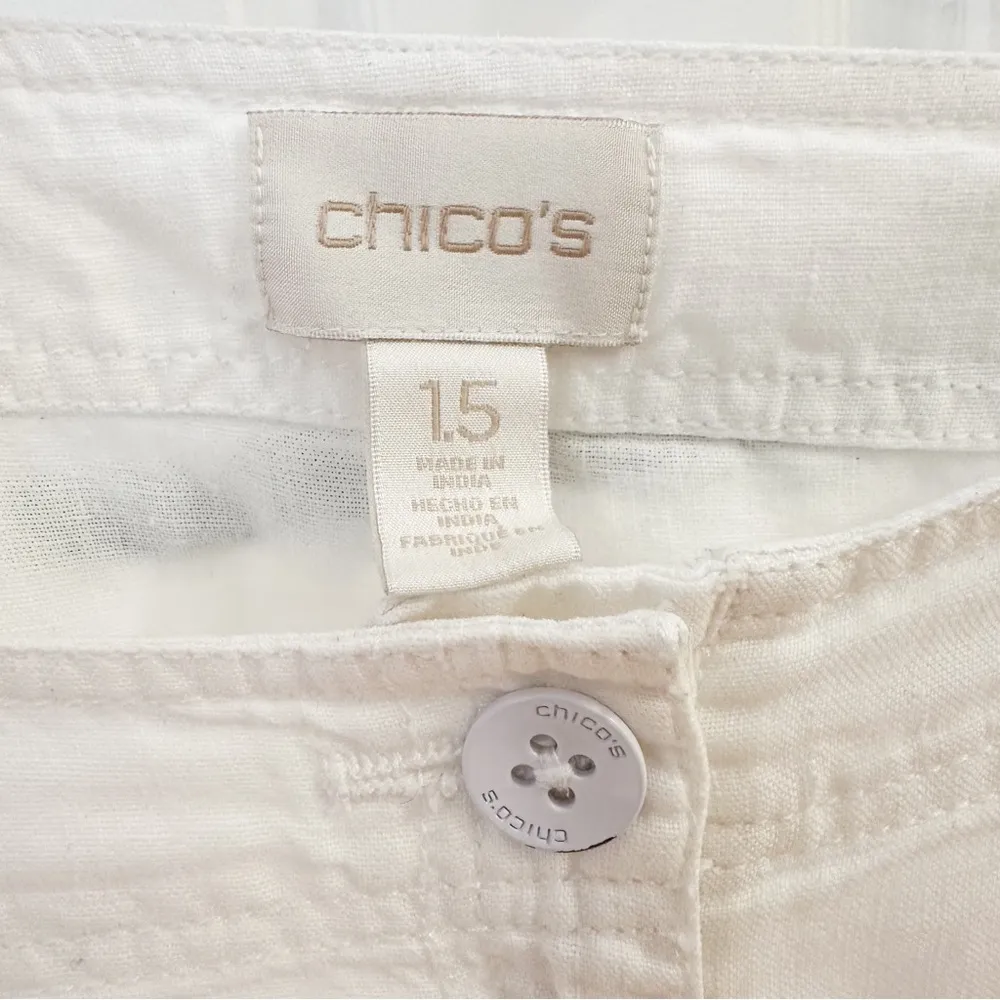 Chico’s Linen Wide Leg Palazzo pants White sz 1.5 Medium - Image 5