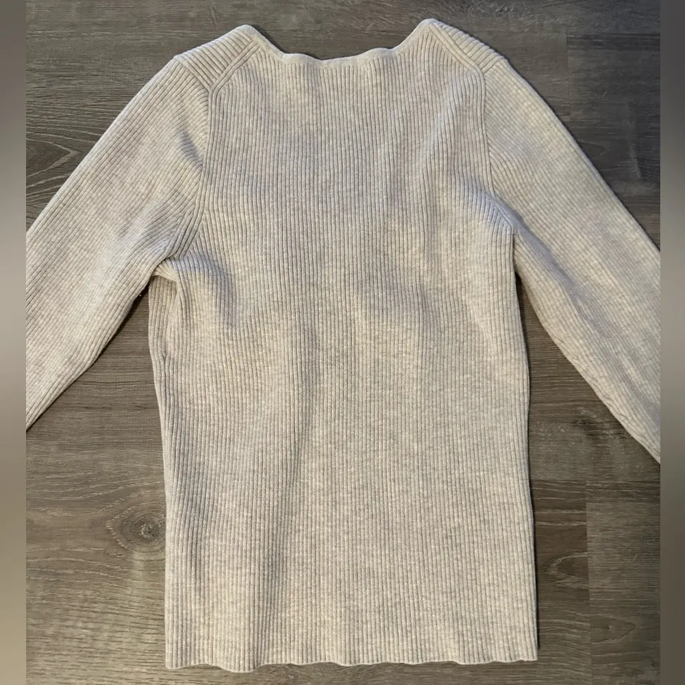Madewell Women’s Ibiza V Neck Cinch Front Slim Long Sleeve Ribbed Pullover Sz XL - Image 11