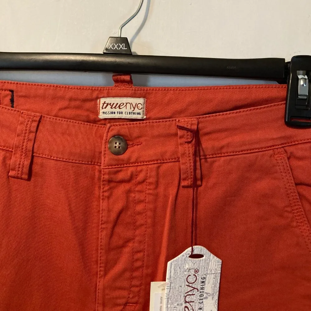TrueNYC women's size 30 flame orange back cargo pocket ANNE Manhattan crop pants - Image 2
