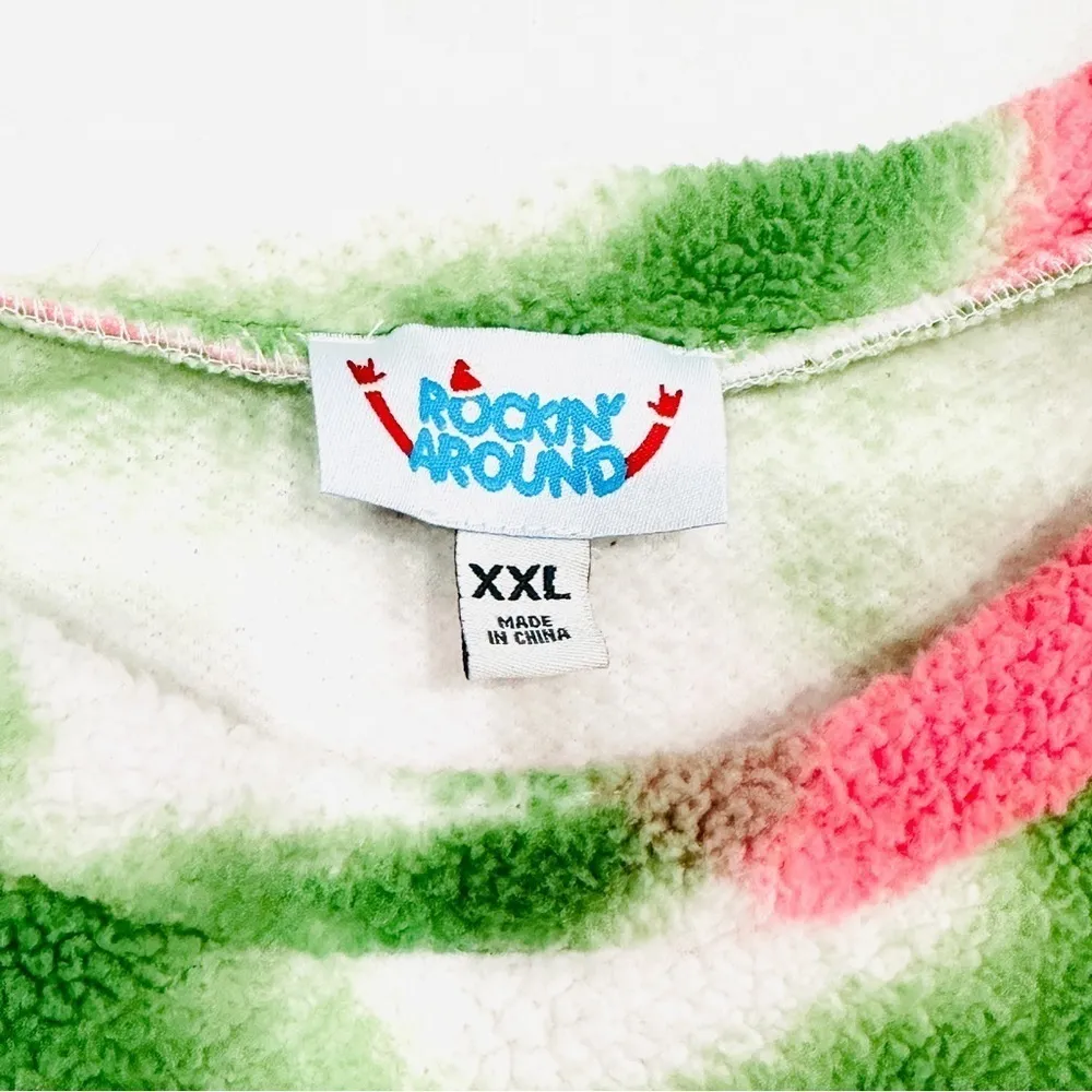 Rockin’ Around Holiday Vibes Fleece Sherpa Christmas Crewneck Sweatshirt Multiple Size XXL - Image 3