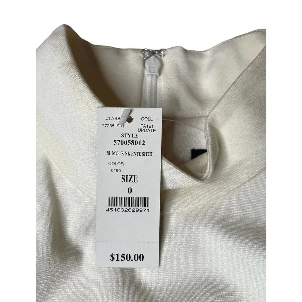 White House Black Market Dress Womens Ponte Cream Sheath Mockneck 570058012 Sz 0 - Image 4