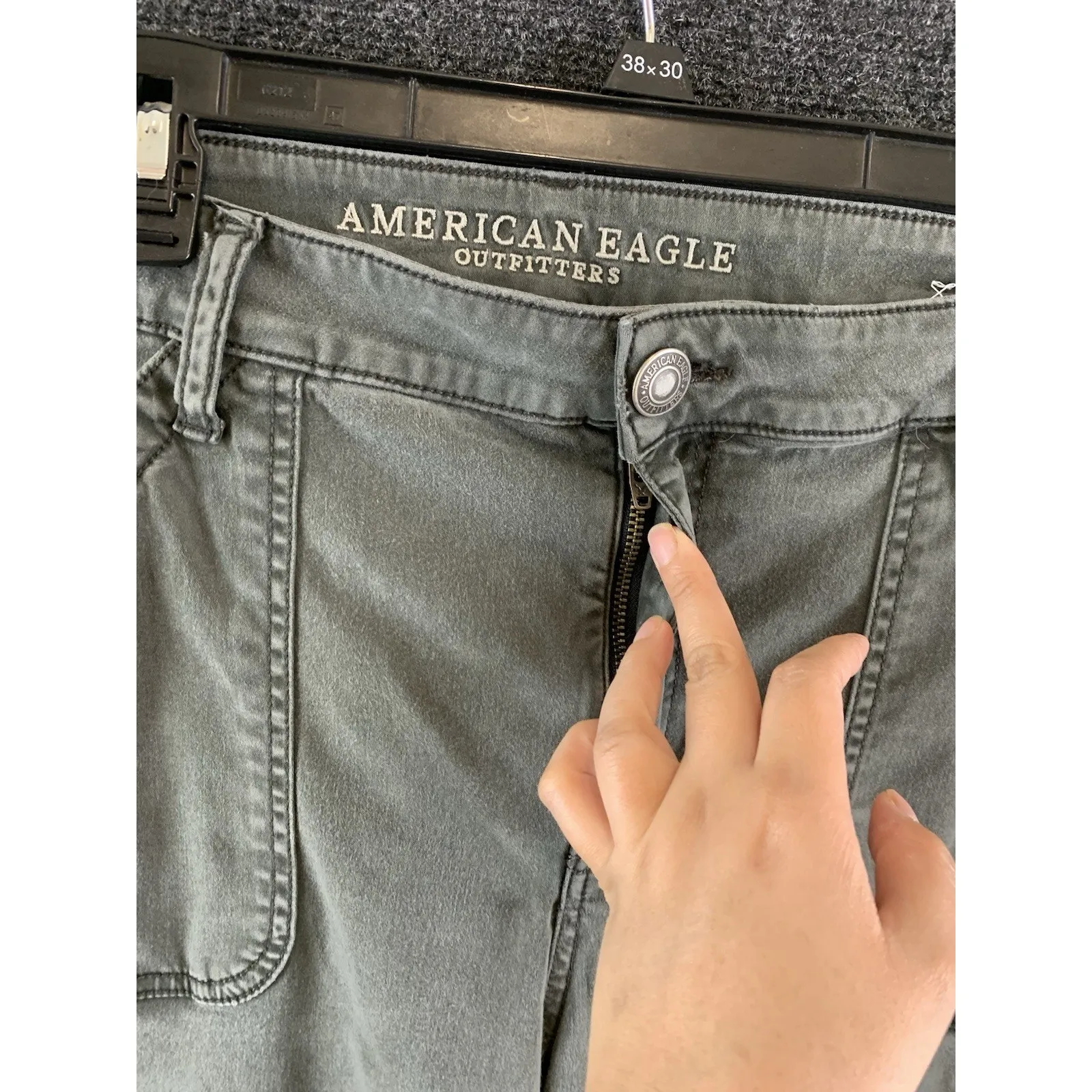 American Eagle Women’s Jeggings Moto Army Green Grunge Size 18 - Image 4