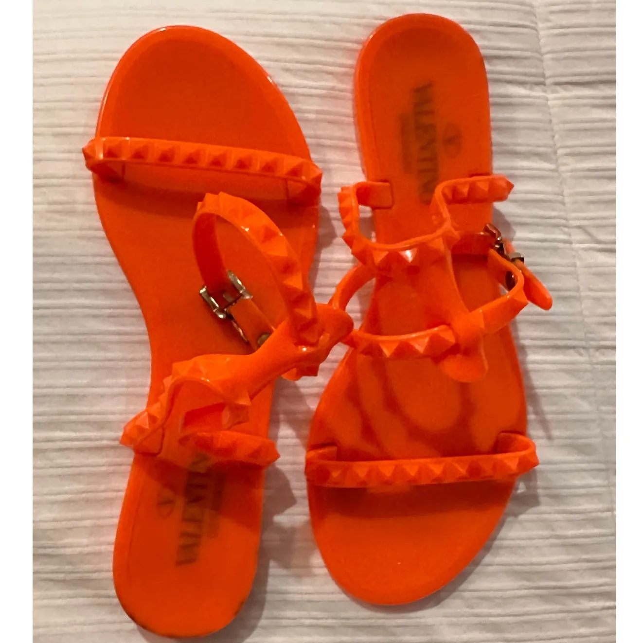 Valentino Garavani Rockstud Jelly Ankle Strap sandals Orange size 37 pre loved - Image 6