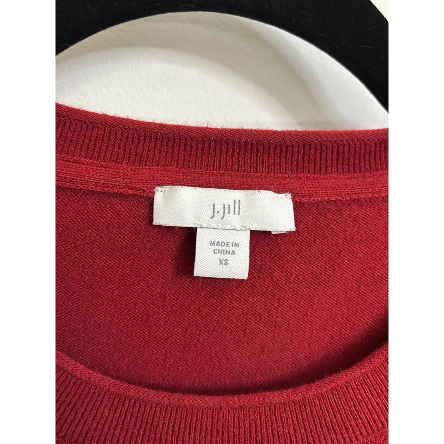 J. Jill Sweater Tunic Women XS Garnet Red Effortless Crew Neck Side Slits Cotton - Image 3
