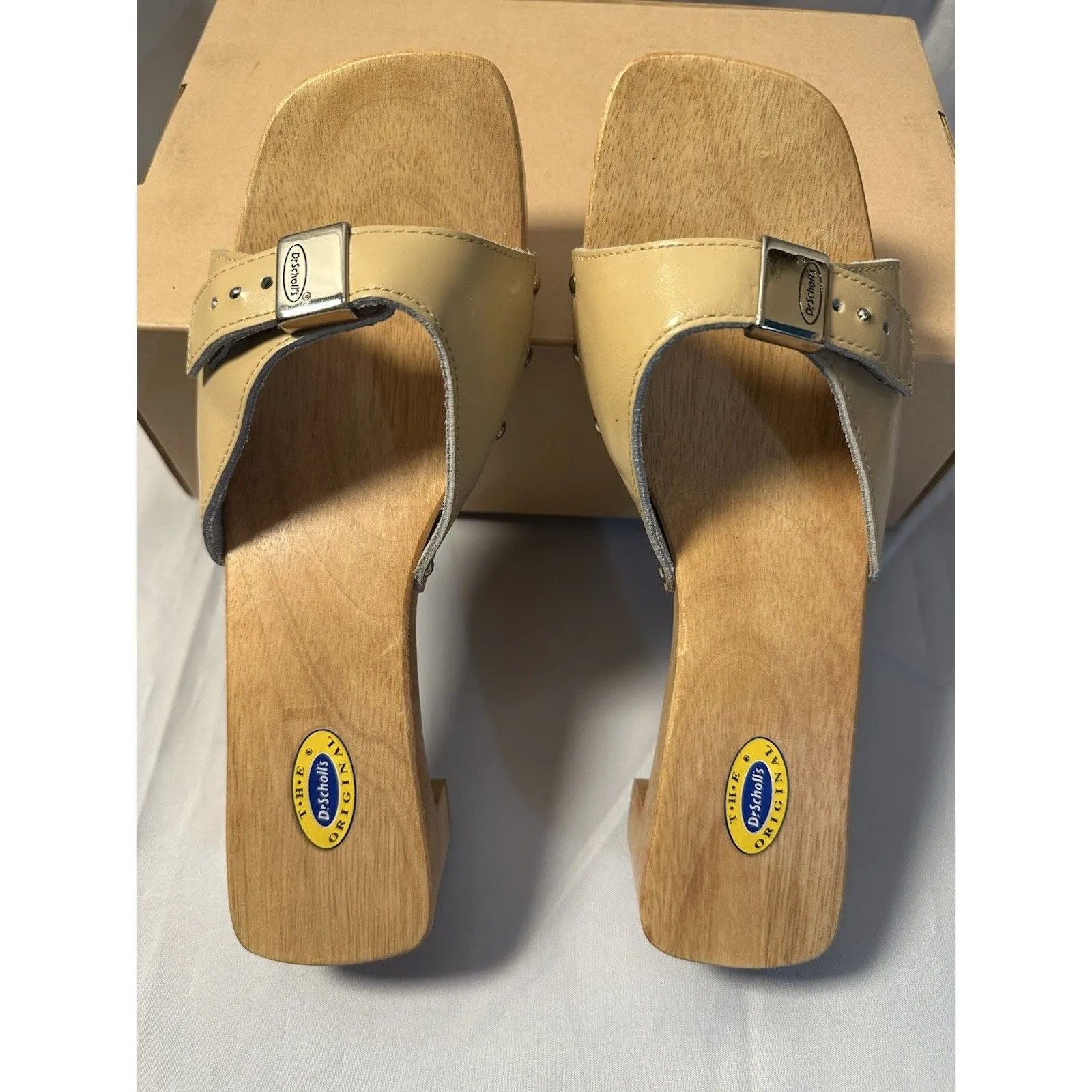 Dr. Scholl’s The Original Sandal Slide Clog SPECIAL Beige Smooth Leather Sz 9M Tan - Image 4